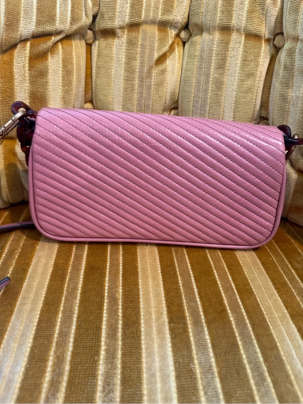 Tory Burch Blush Quilted Leather Chain-Trim Crossbody